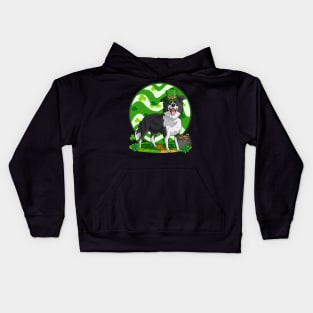 Border Collie Dog St Patricks Day Leprechaun Kids Hoodie